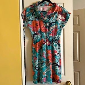 Lilly Pulitzer aqua blue silky sailor dress